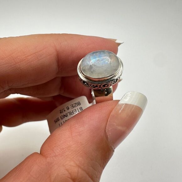 NWT 9x11mm Moonstone Cabochon in Bali Sterling silver ring! - Picture 3 of 11